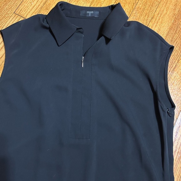 Tahari Black Shift Dress Womens Size 6 Causal Shift Collared V Neck - Picture 2 of 11